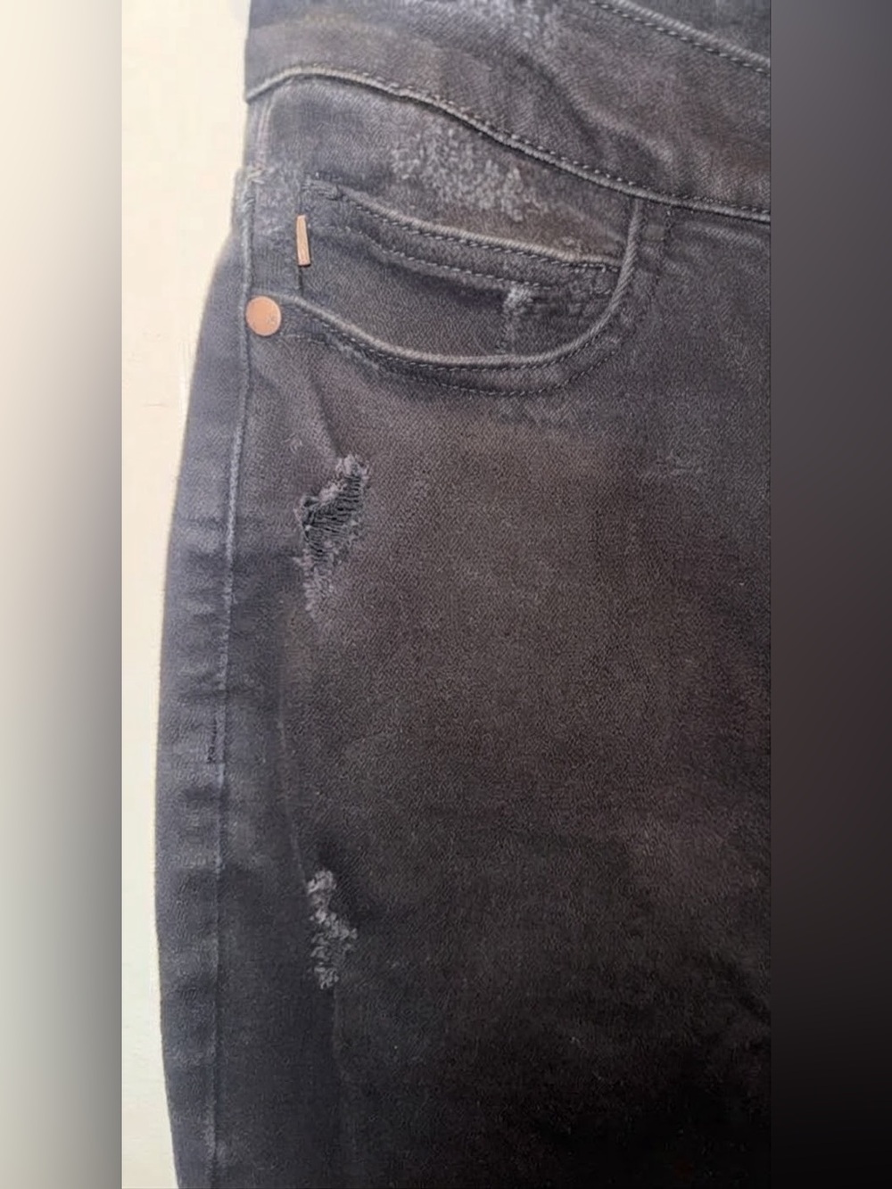 Judy Blue Black Distressed Skinny Jeans Size 14W High Rise Raw Hem Quiet Wealth - Picture 7 of 14